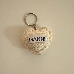 Ganni Cream Heart Keychain